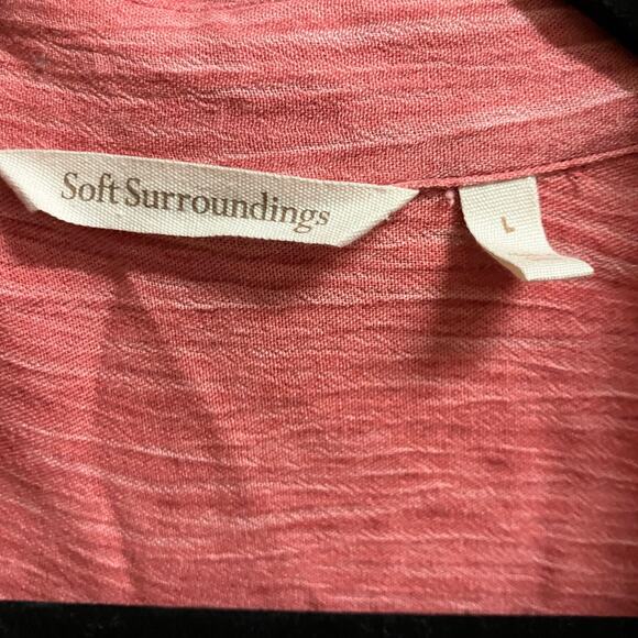 Soft surroundings Large Coral Top Viscose Long Sleeve Button Down Lightweight - Picture 5 of 5